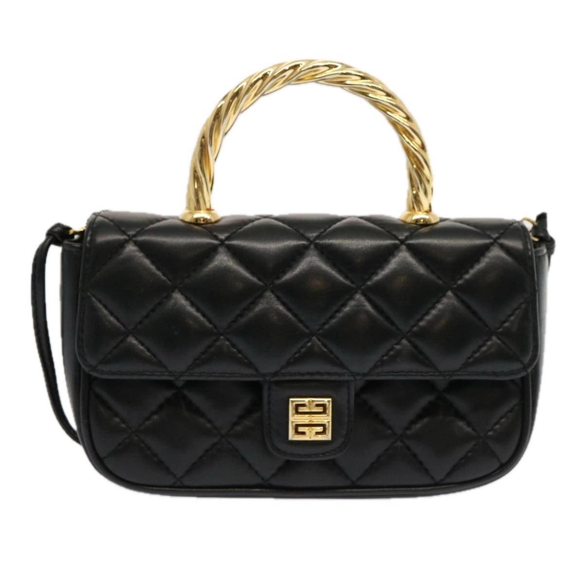 GIVENCHY Hand Bag Leather 2way Black Auth 69502A - 0