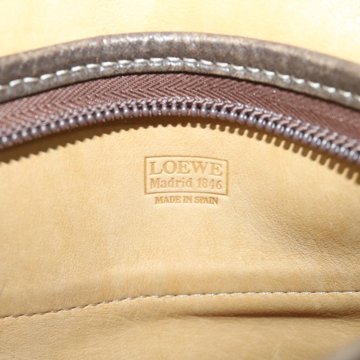 LOEWE Shoulder Bag Suede Beige Auth 69509