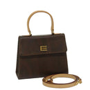 ETRO Hand Bag PVC Leather 2way Brown Auth 69510-1