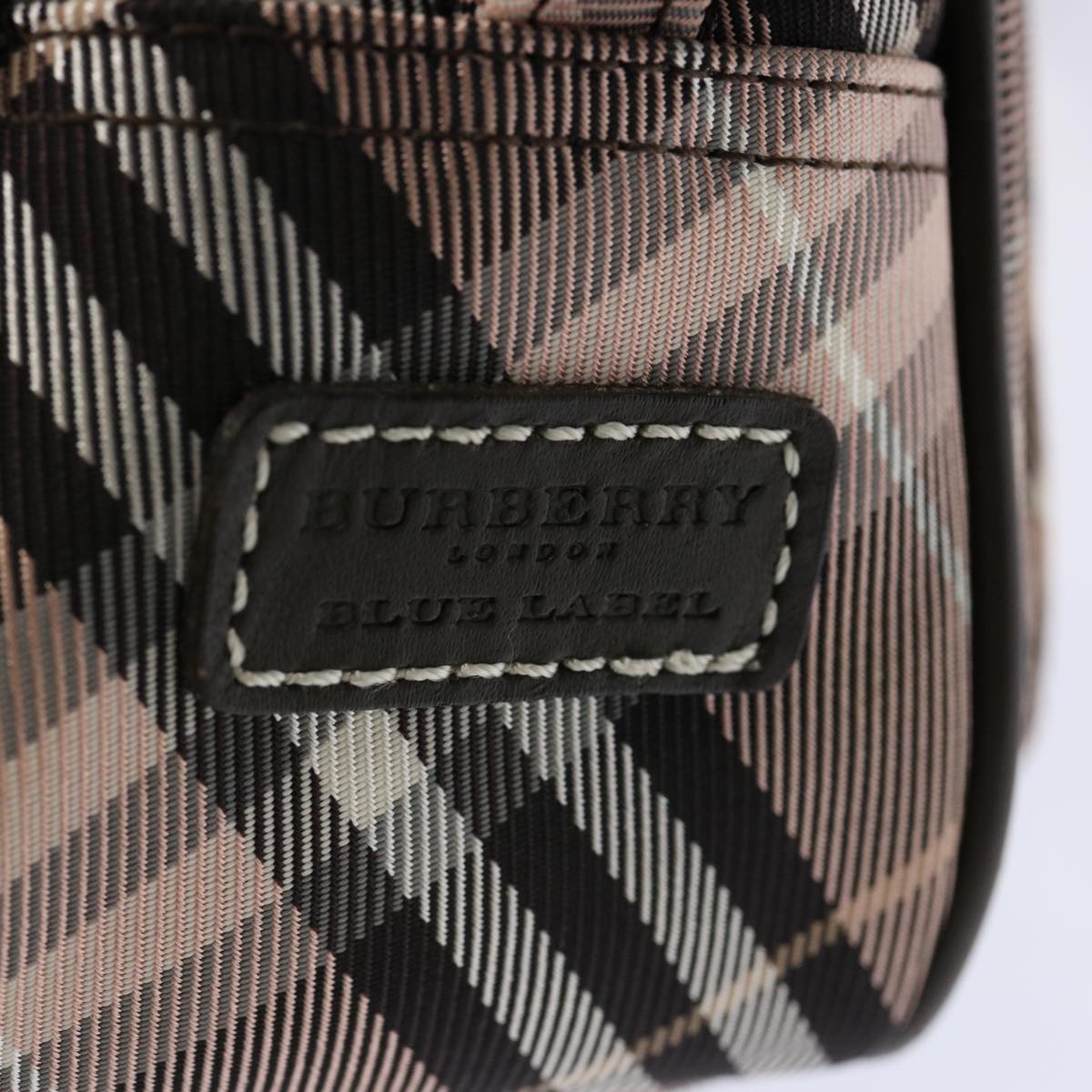 BURBERRY Nova Check Blue Label Shoulder Bag Nylon Pink Auth 69529