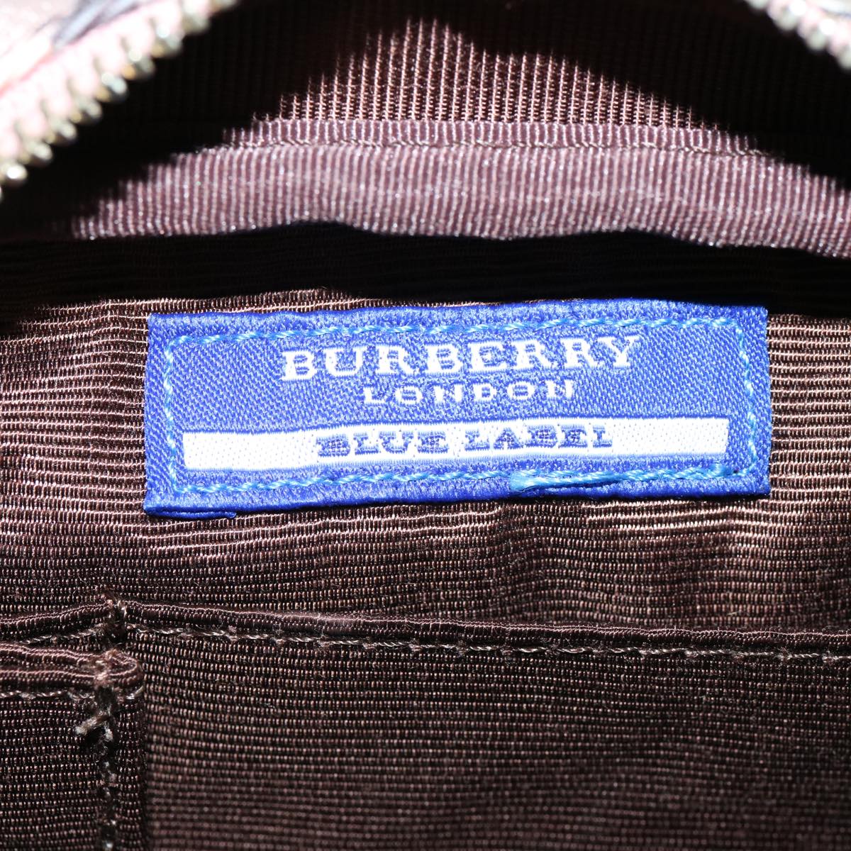 BURBERRY Nova Check Blue Label Shoulder Bag Nylon Pink Auth 69529