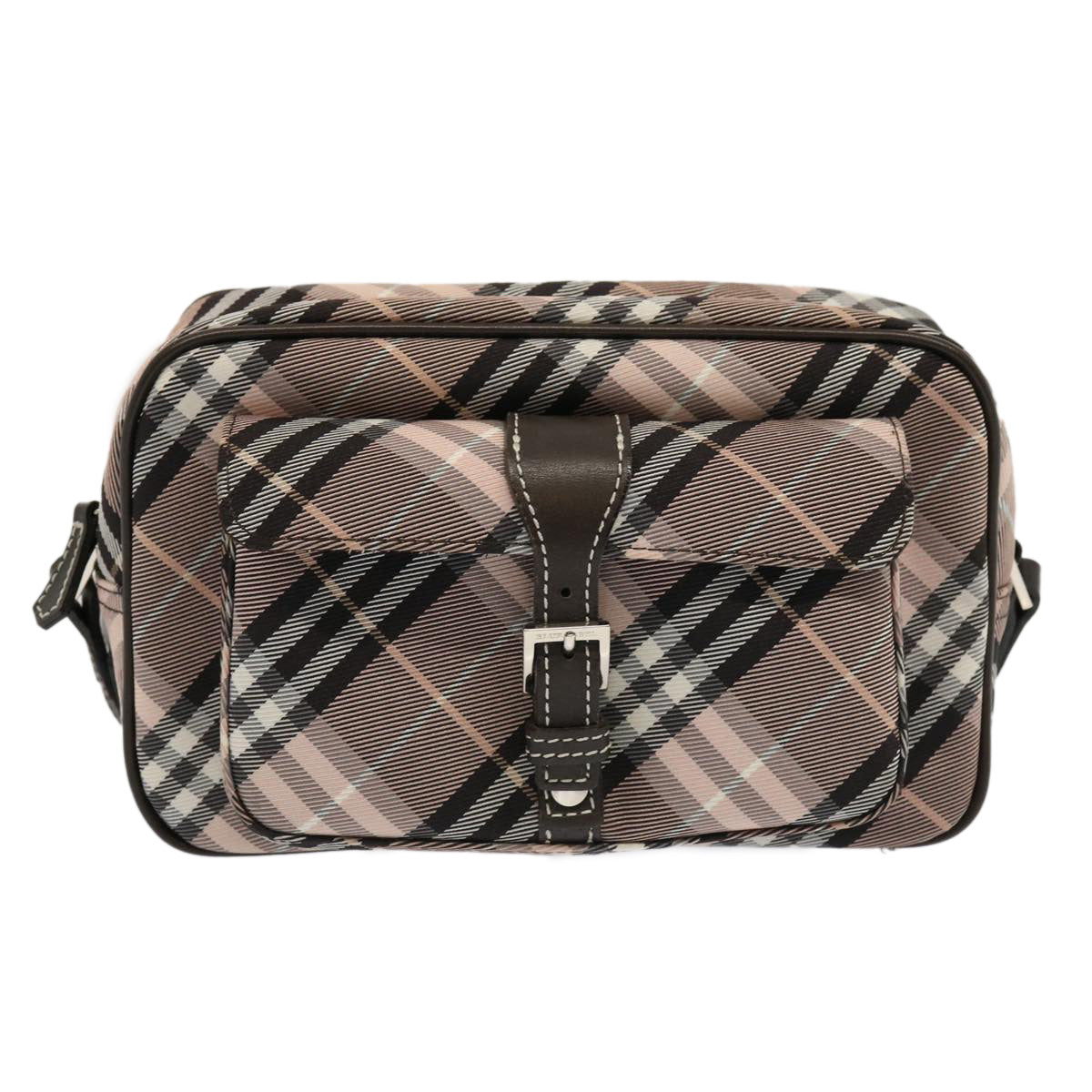 BURBERRY Nova Check Blue Label Shoulder Bag Nylon Pink Auth 69529