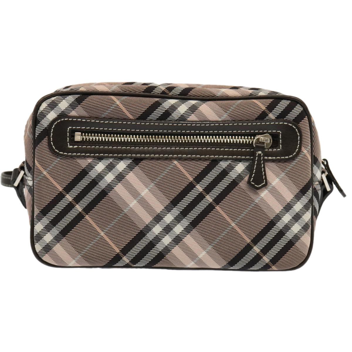 BURBERRY Nova Check Blue Label Shoulder Bag Nylon Pink Auth 69529