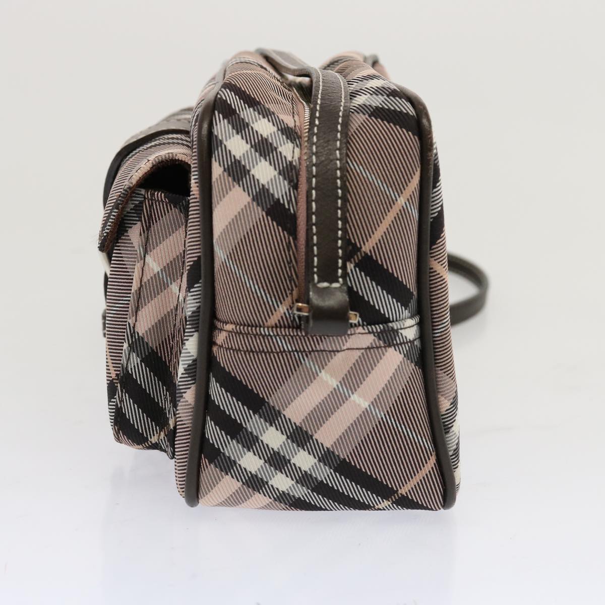 BURBERRY Nova Check Blue Label Shoulder Bag Nylon Pink Auth 69529