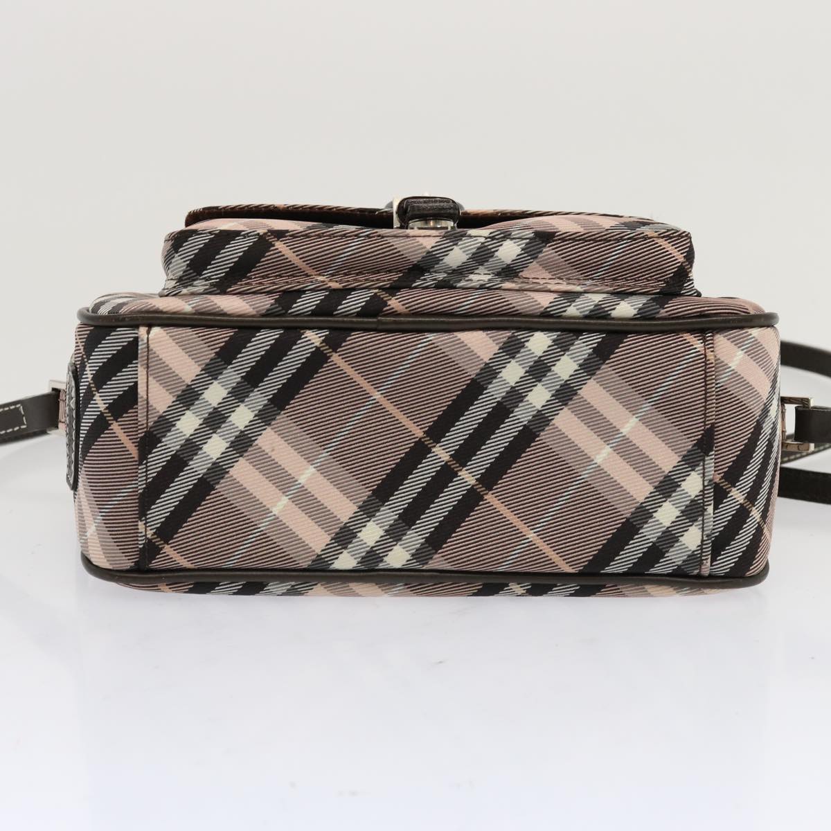 BURBERRY Nova Check Blue Label Shoulder Bag Nylon Pink Auth 69529