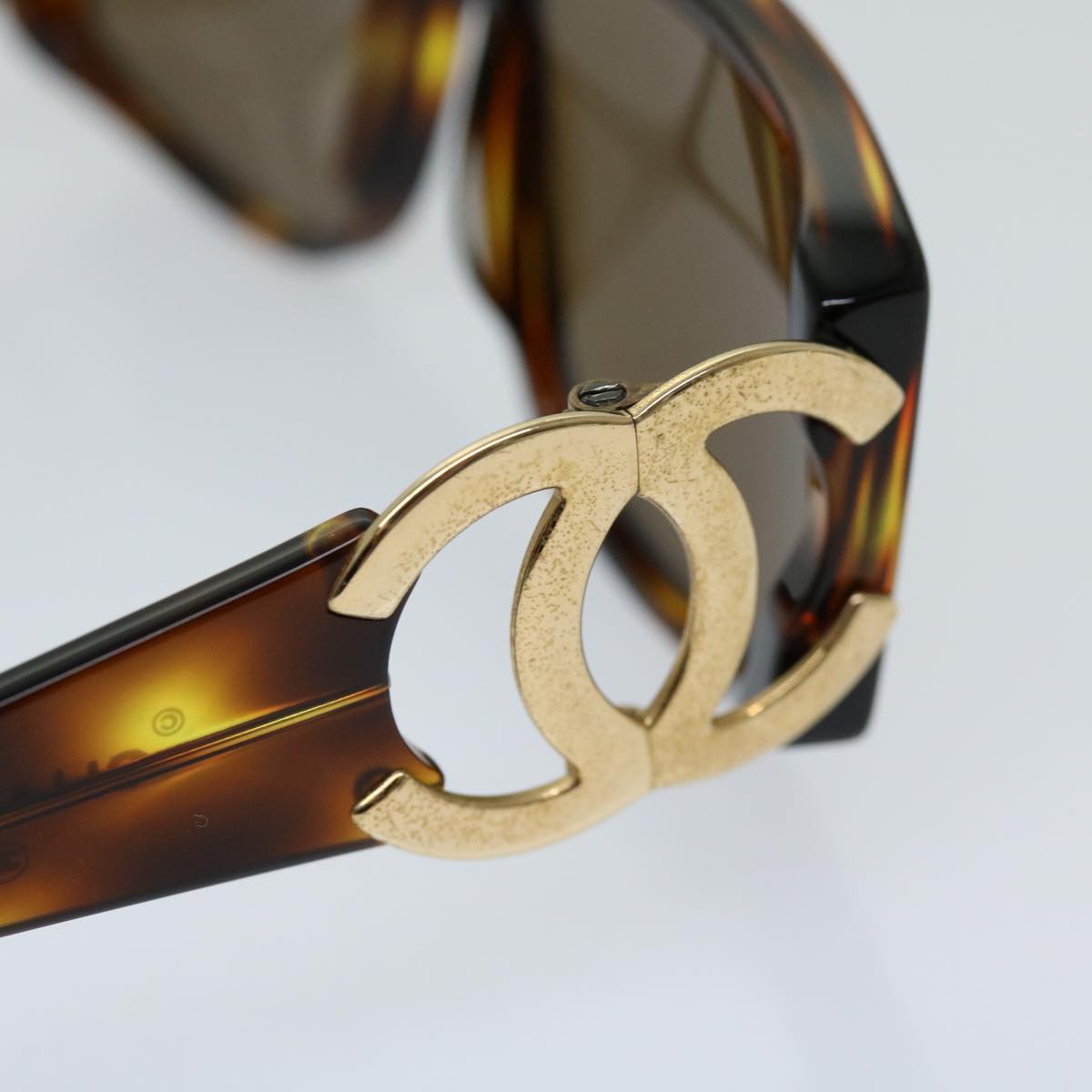 CHANEL Sunglasses plastic Brown CC Auth 69542