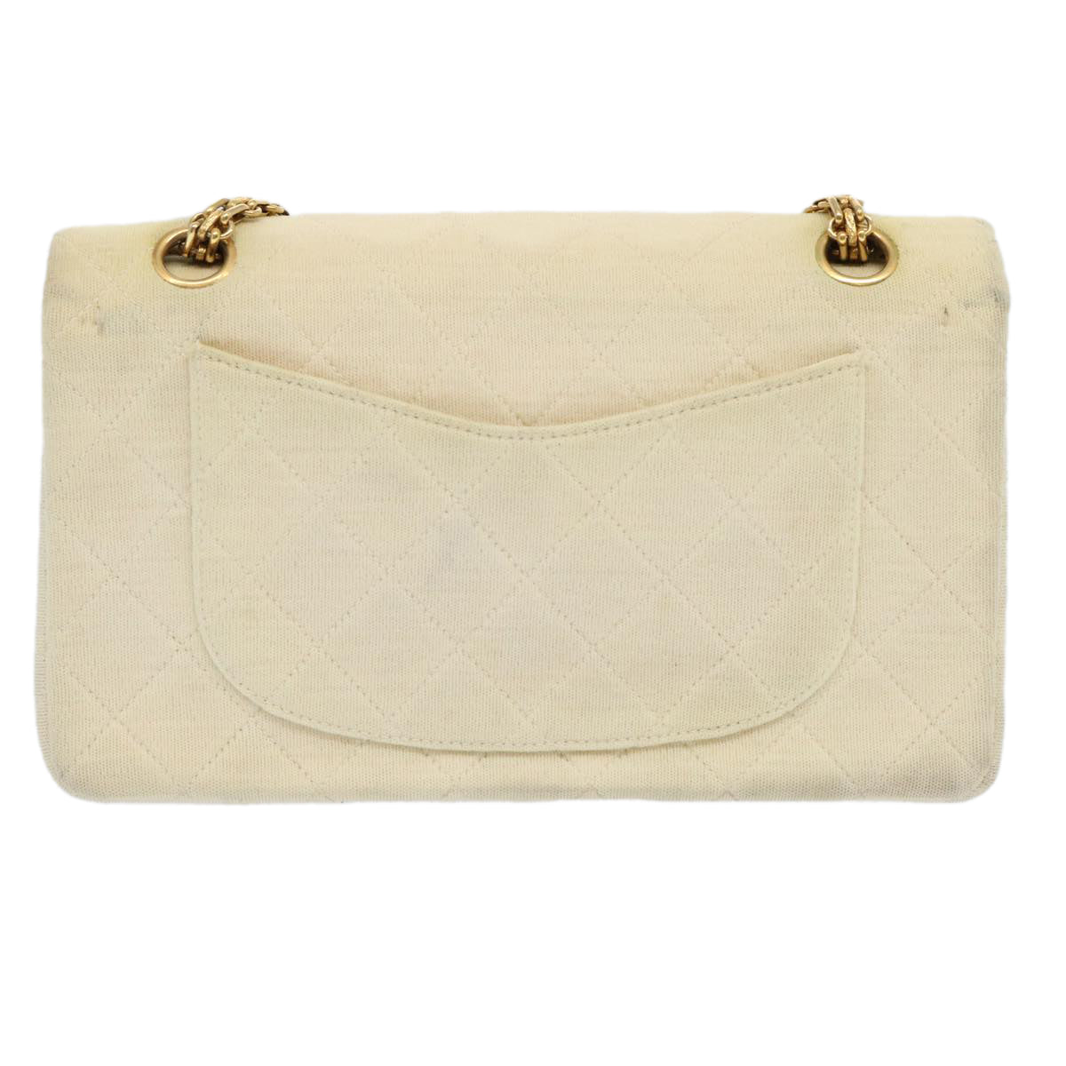 CHANEL Matelasse Chain Shoulder Bag cotton Cream CC Auth 69547A