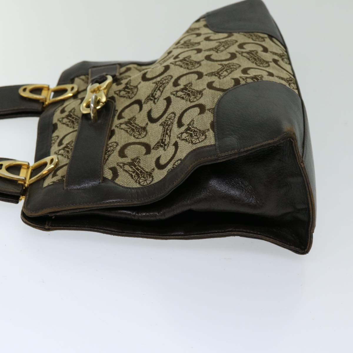 CELINE C Macadam Canvas Hand Bag Beige Auth 69570