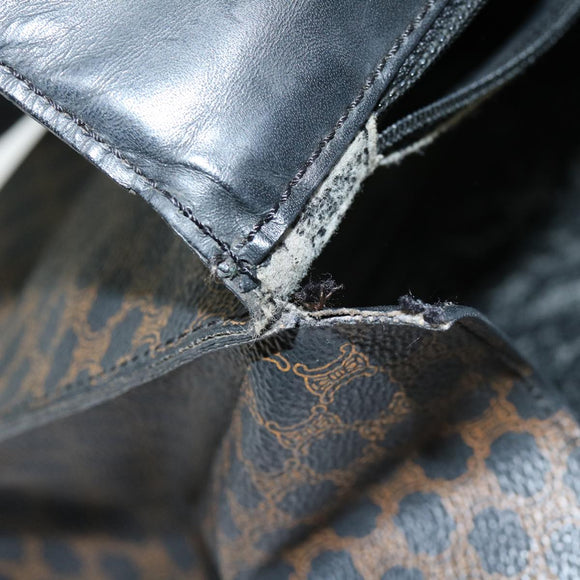 CELINE Macadam Canvas Hand Bag PVC Black Auth 69608