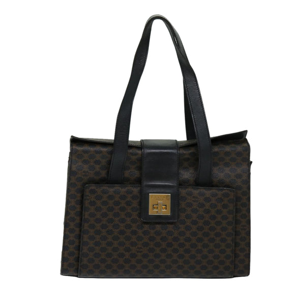 CELINE Macadam Canvas Hand Bag PVC Black Auth 69608