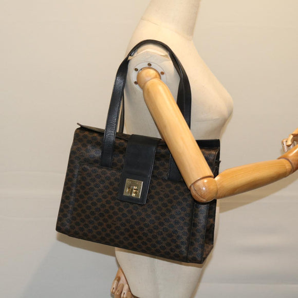 CELINE Macadam Canvas Hand Bag PVC Black Auth 69608