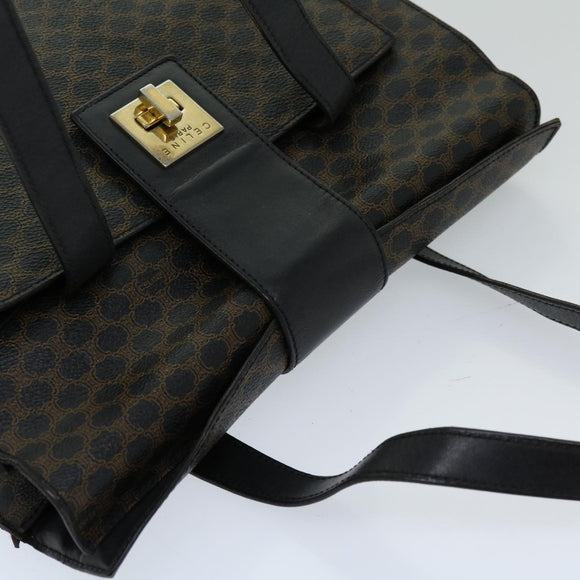 CELINE Macadam Canvas Hand Bag PVC Black Auth 69608