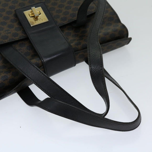 CELINE Macadam Canvas Hand Bag PVC Black Auth 69608