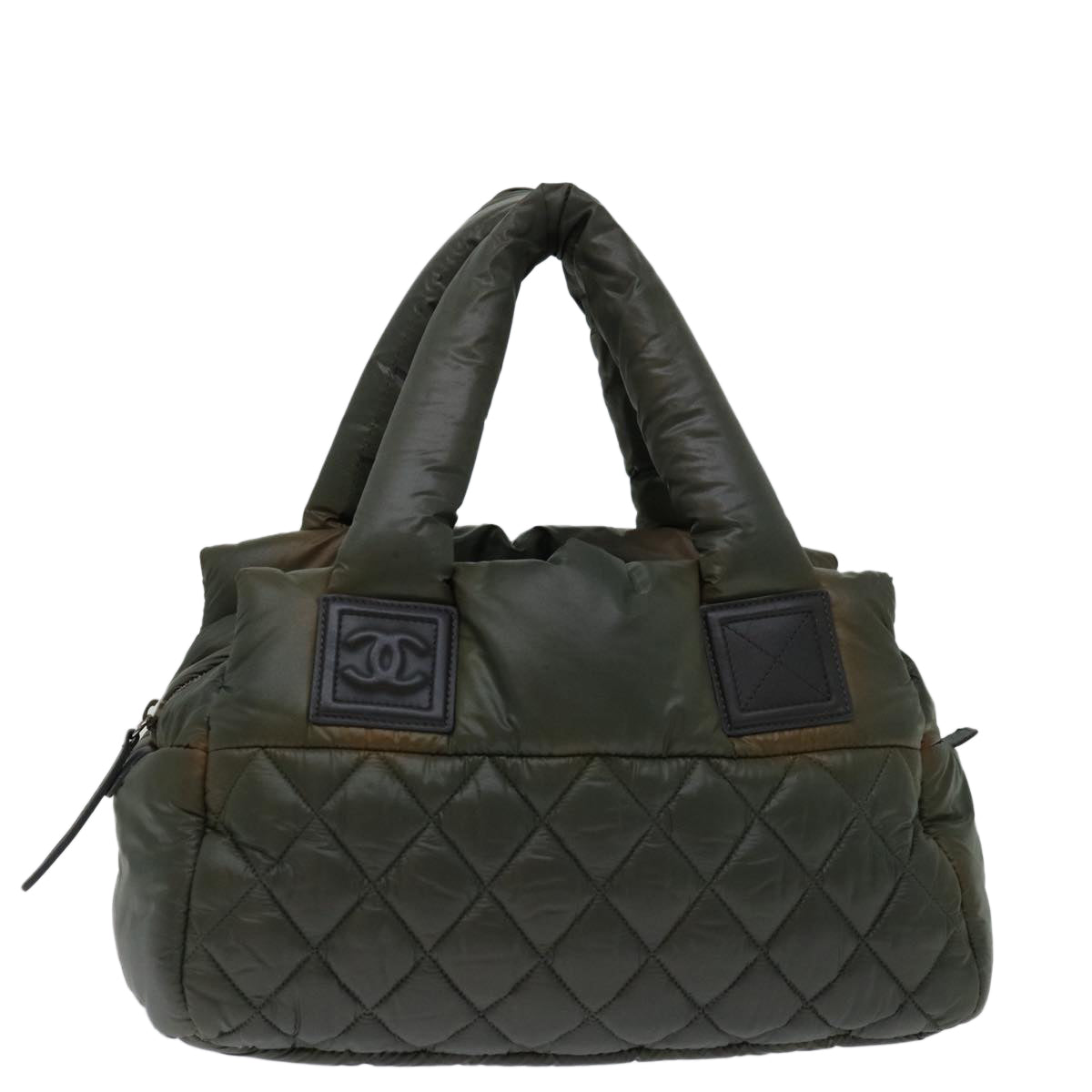 CHANEL Cococoon Hand Bag Nylon Khaki CC Auth 69623