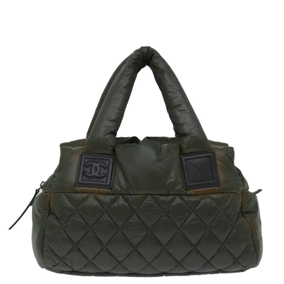 CHANEL Cococoon Hand Bag Nylon Khaki CC Auth 69623