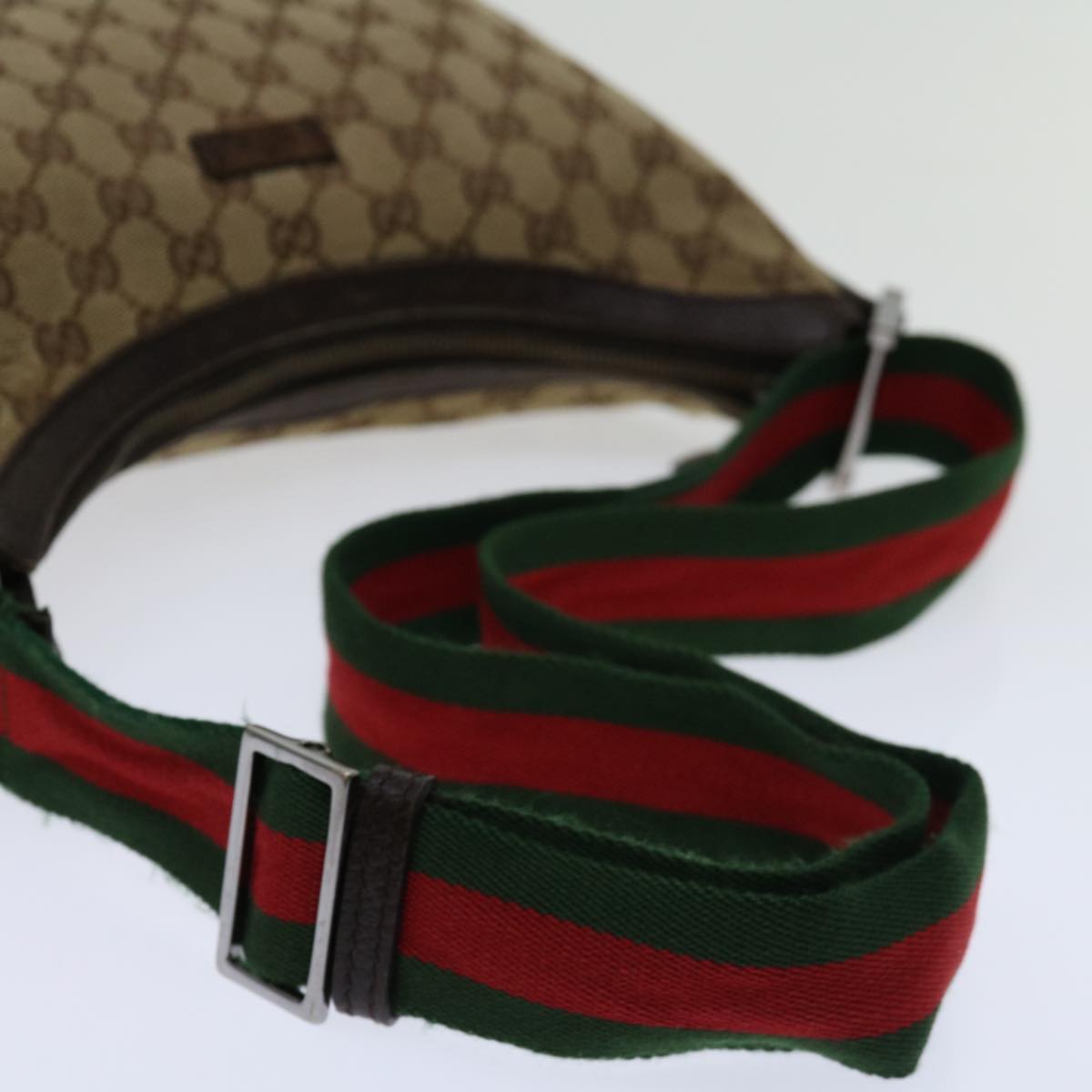 GUCCI GG Canvas Web Sherry Line Shoulder Bag Beige Red Green 181092 Auth 69646