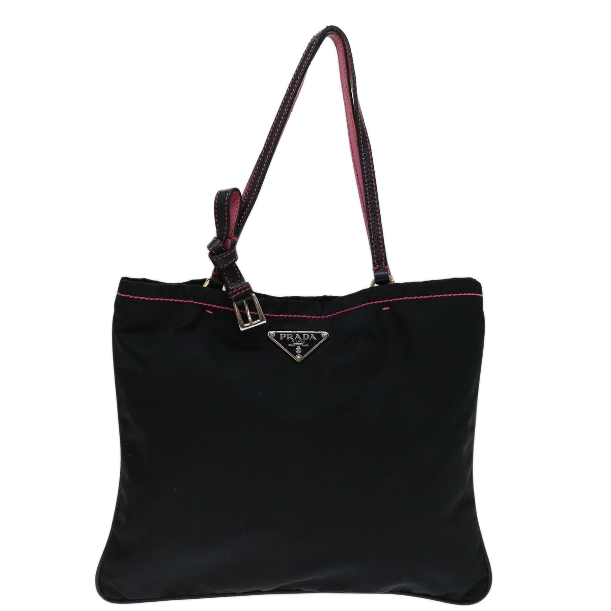 PRADA Hand Bag Nylon Black Auth 69648