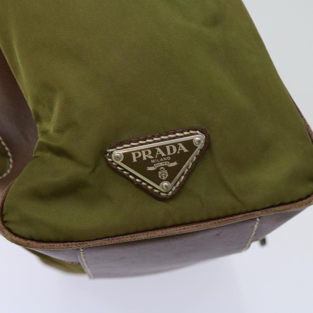 PRADA Tote Bag Nylon Khaki Auth 69650