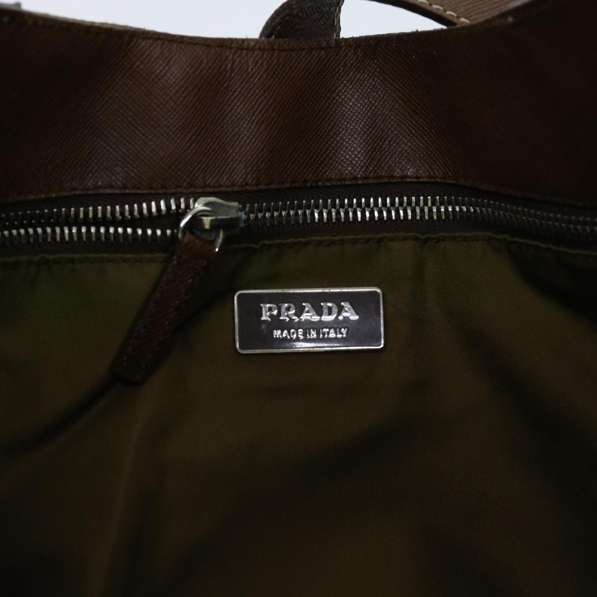 PRADA Tote Bag Nylon Khaki Auth 69650