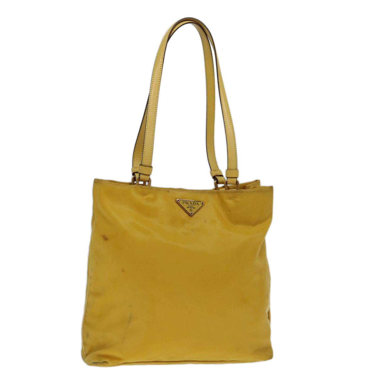 PRADA Hand Bag Nylon Yellow Auth 69651