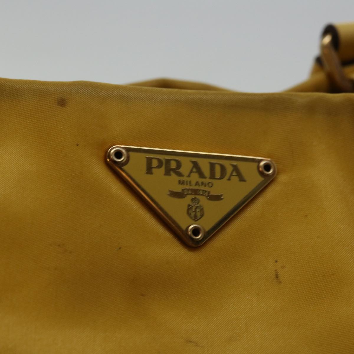 PRADA Hand Bag Nylon Yellow Auth 69651