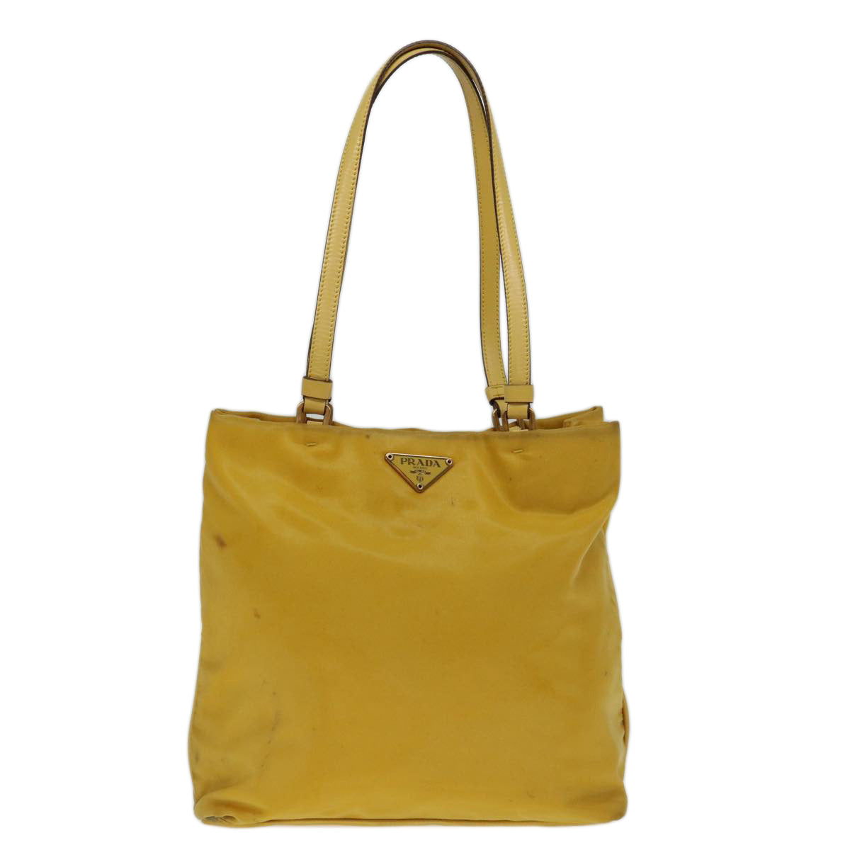 PRADA Hand Bag Nylon Yellow Auth 69651 - 0