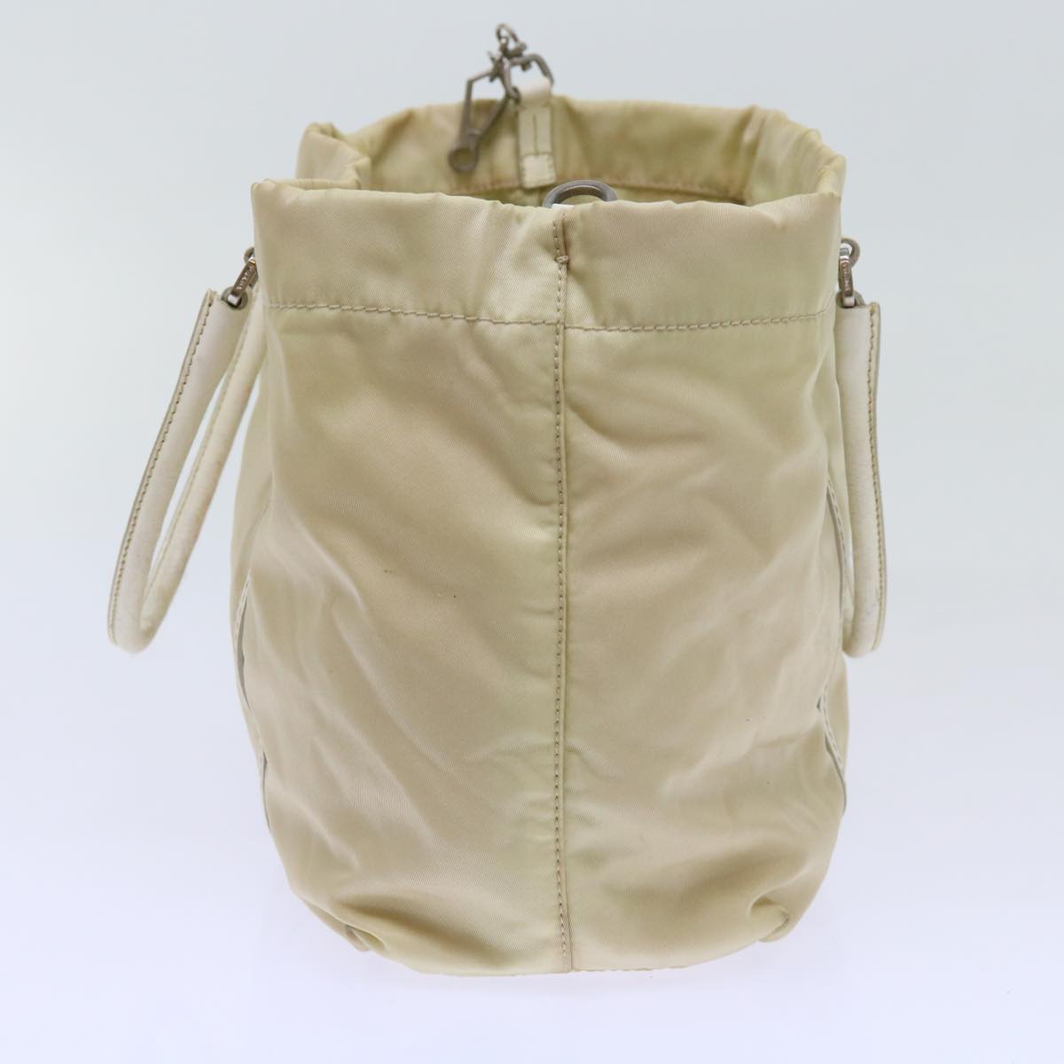 PRADA Hand Bag Nylon Cream Auth 69652