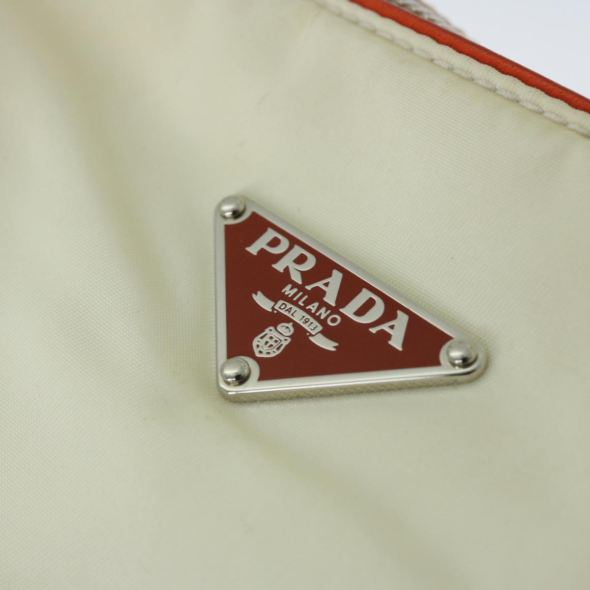 PRADA Shoulder Bag Nylon Cream Auth 69655