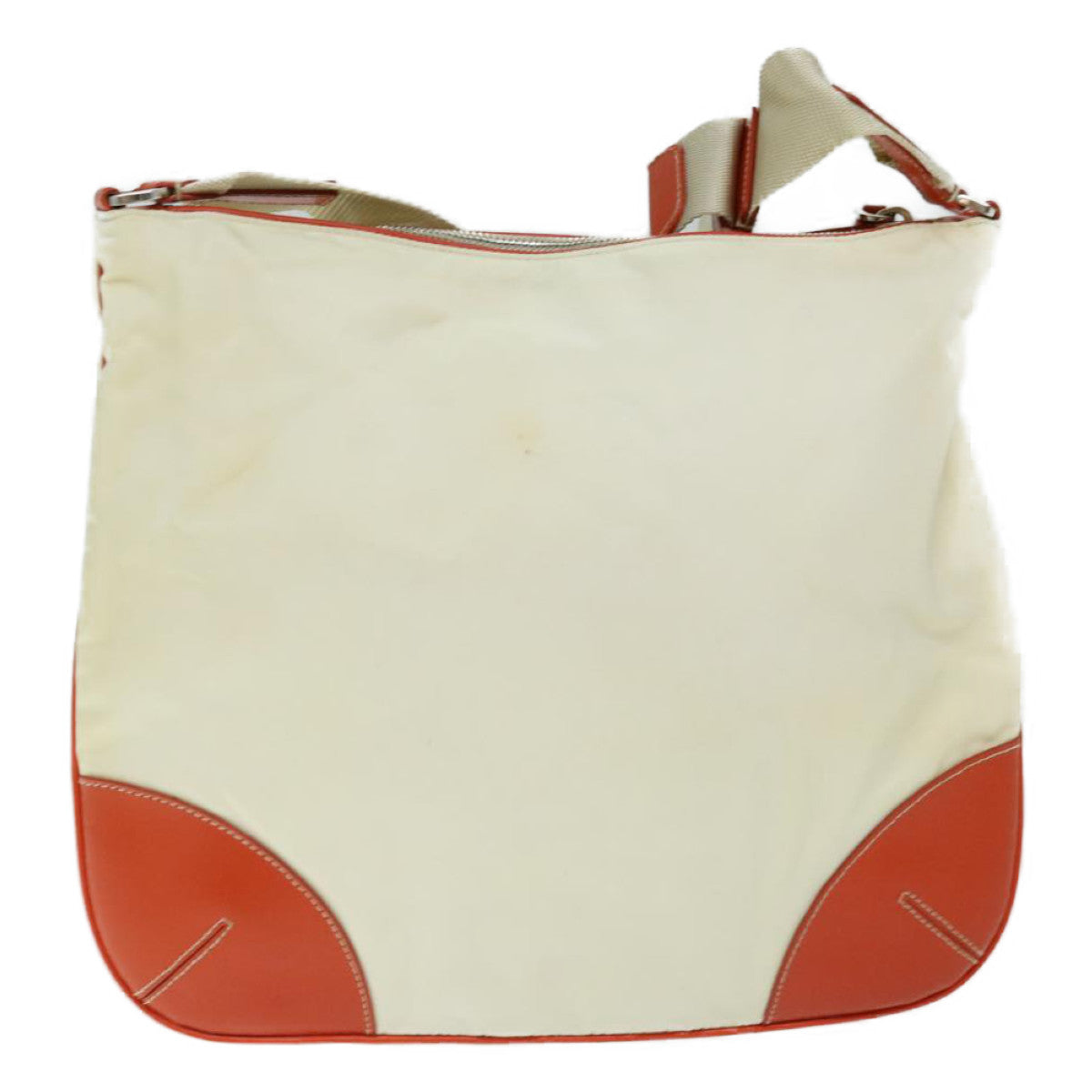 PRADA Shoulder Bag Nylon Cream Auth 69655