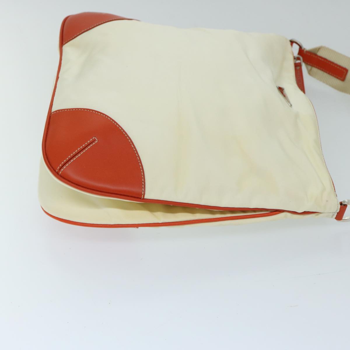 PRADA Shoulder Bag Nylon Cream Auth 69655