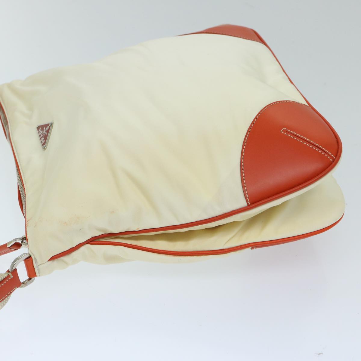 PRADA Shoulder Bag Nylon Cream Auth 69655