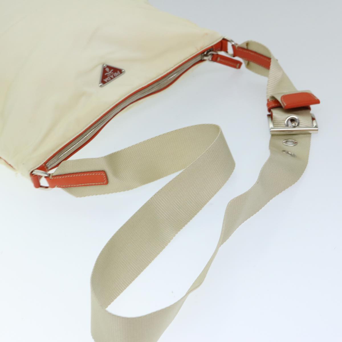 PRADA Shoulder Bag Nylon Cream Auth 69655