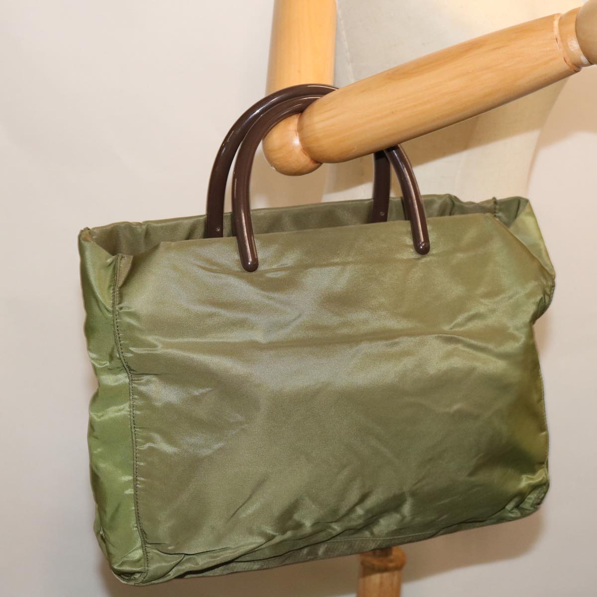 PRADA Hand Bag Nylon Khaki Auth 69657