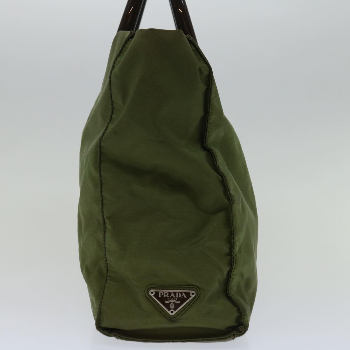 PRADA Hand Bag Nylon Khaki Auth 69659