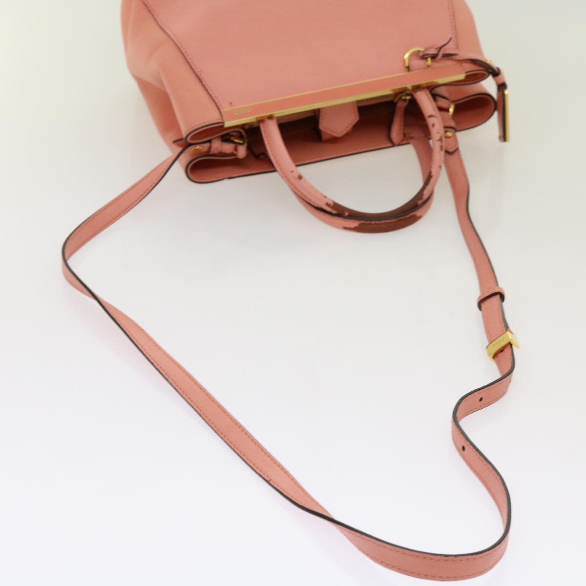 FENDI Hand Bag Leather 2way Pink Auth 69672