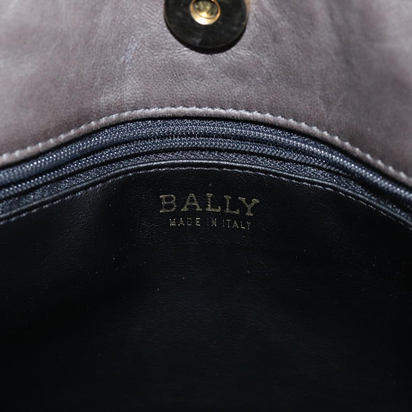 BALLY Shoulder Bag Leather Gray Auth 69675