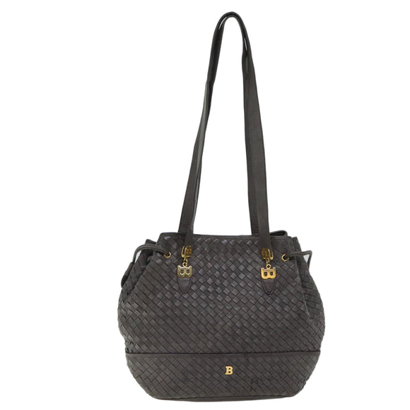 BALLY Umhängetasche Leder Grau Auth 69675