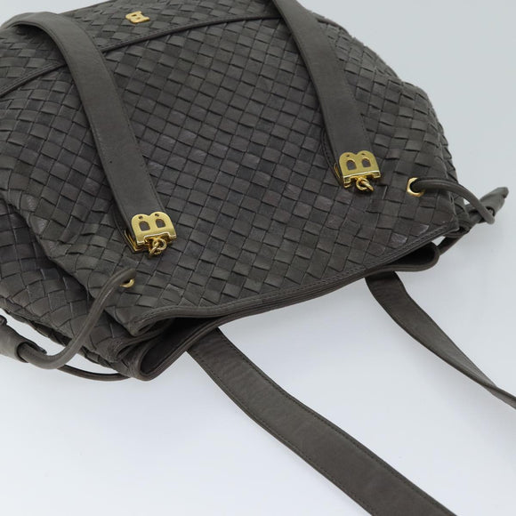 BALLY Umhängetasche Leder Grau Auth 69675