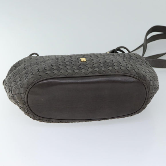 BALLY Umhängetasche Leder Grau Auth 69675