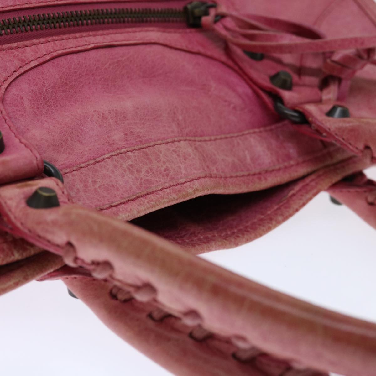 BALENCIAGA The Sunday Hand Bag Leather Pink 235217 Auth 69676