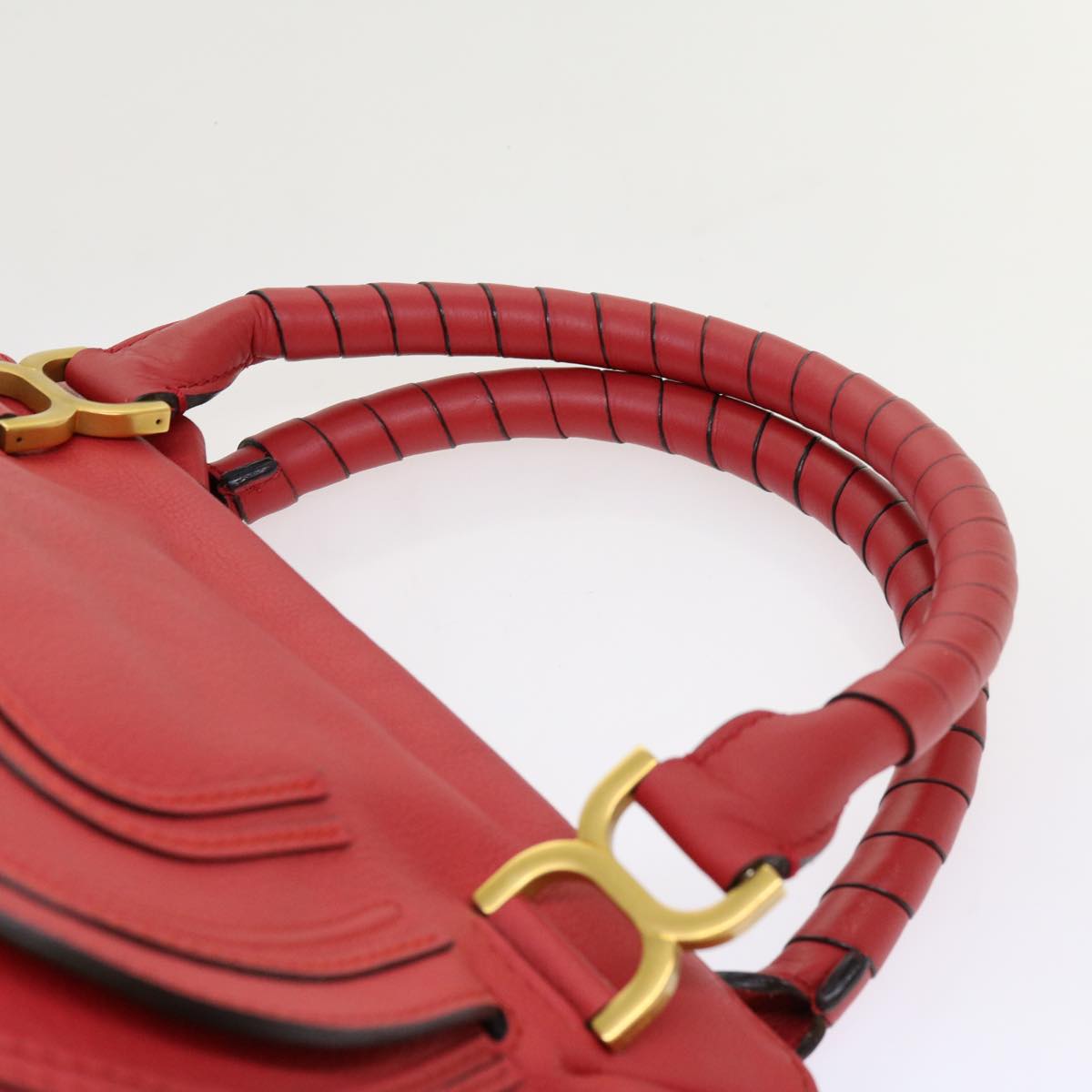 Chloe Mercy Shoulder Bag Leather Red Auth 69677