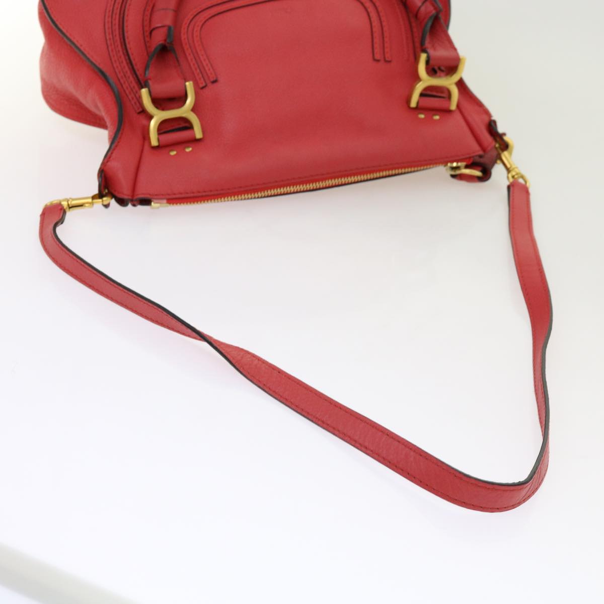 Chloe Mercy Shoulder Bag Leather Red Auth 69677