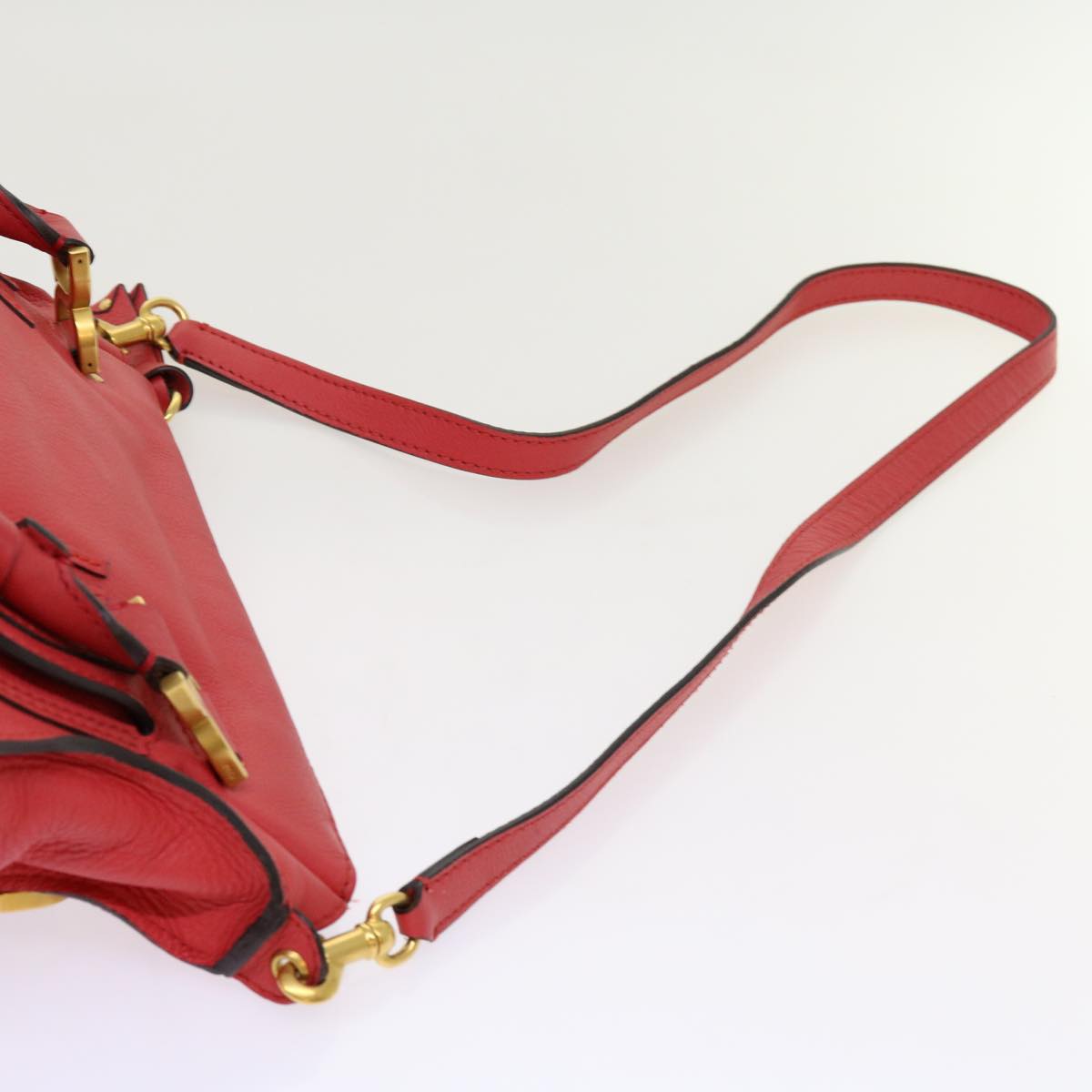 Chloe Mercy Shoulder Bag Leather Red Auth 69677