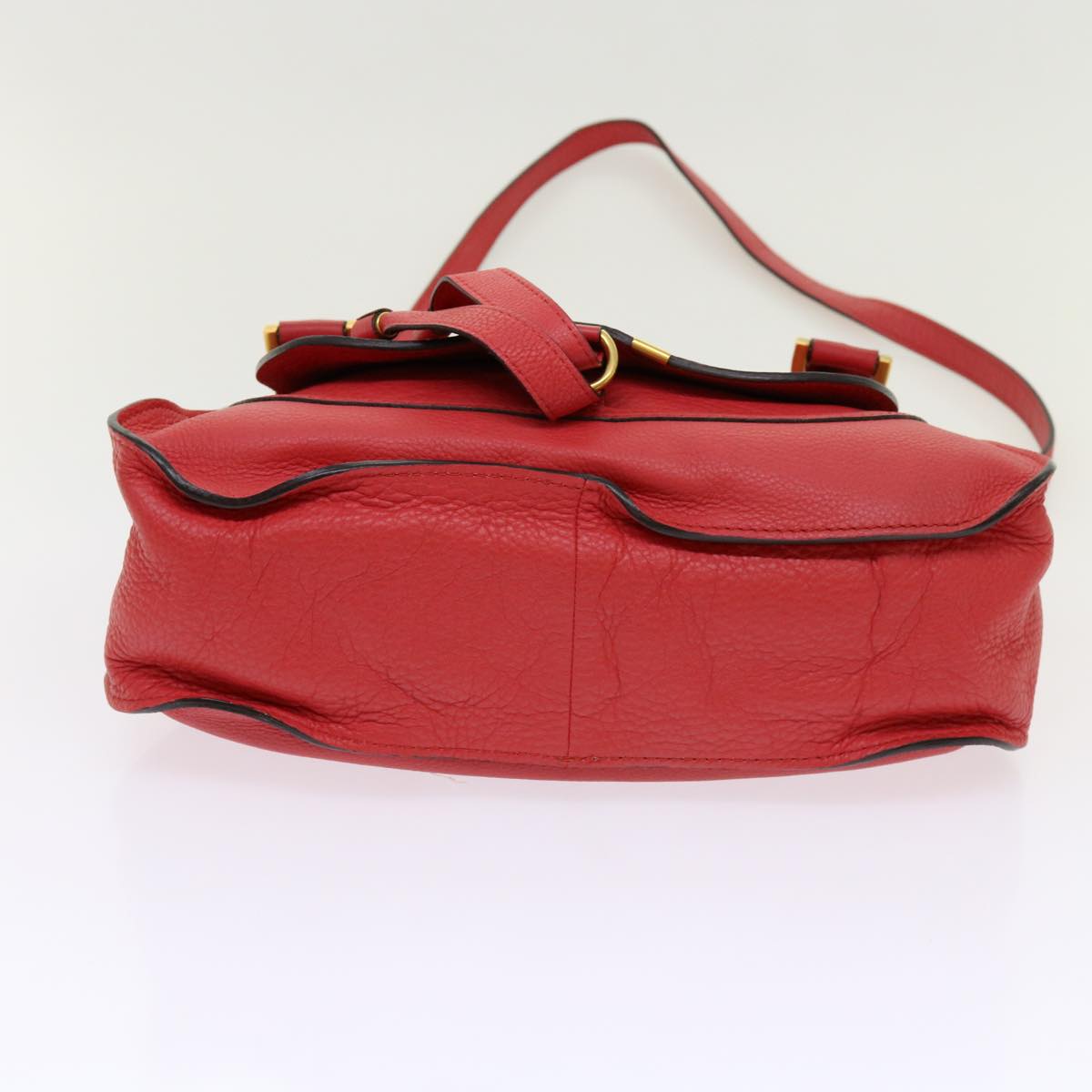 Chloe Mercy Shoulder Bag Leather Red Auth 69677