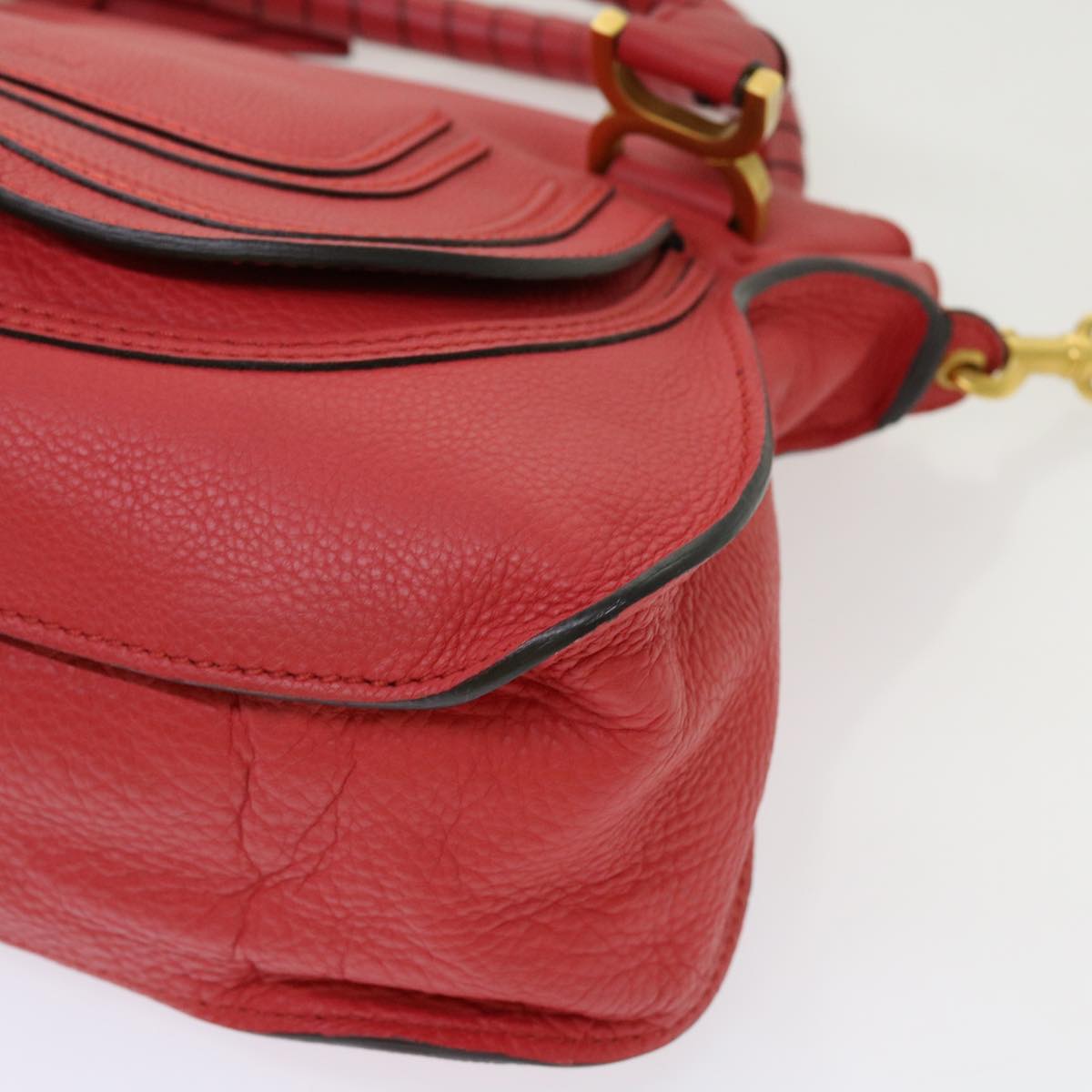 Chloe Mercy Shoulder Bag Leather Red Auth 69677