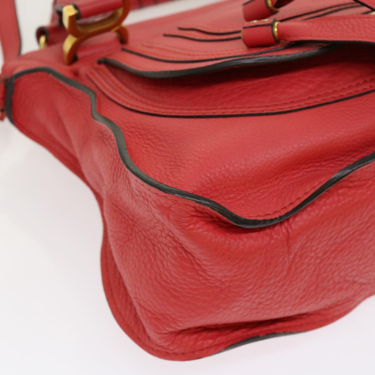 Chloe Mercy Shoulder Bag Leather Red Auth 69677