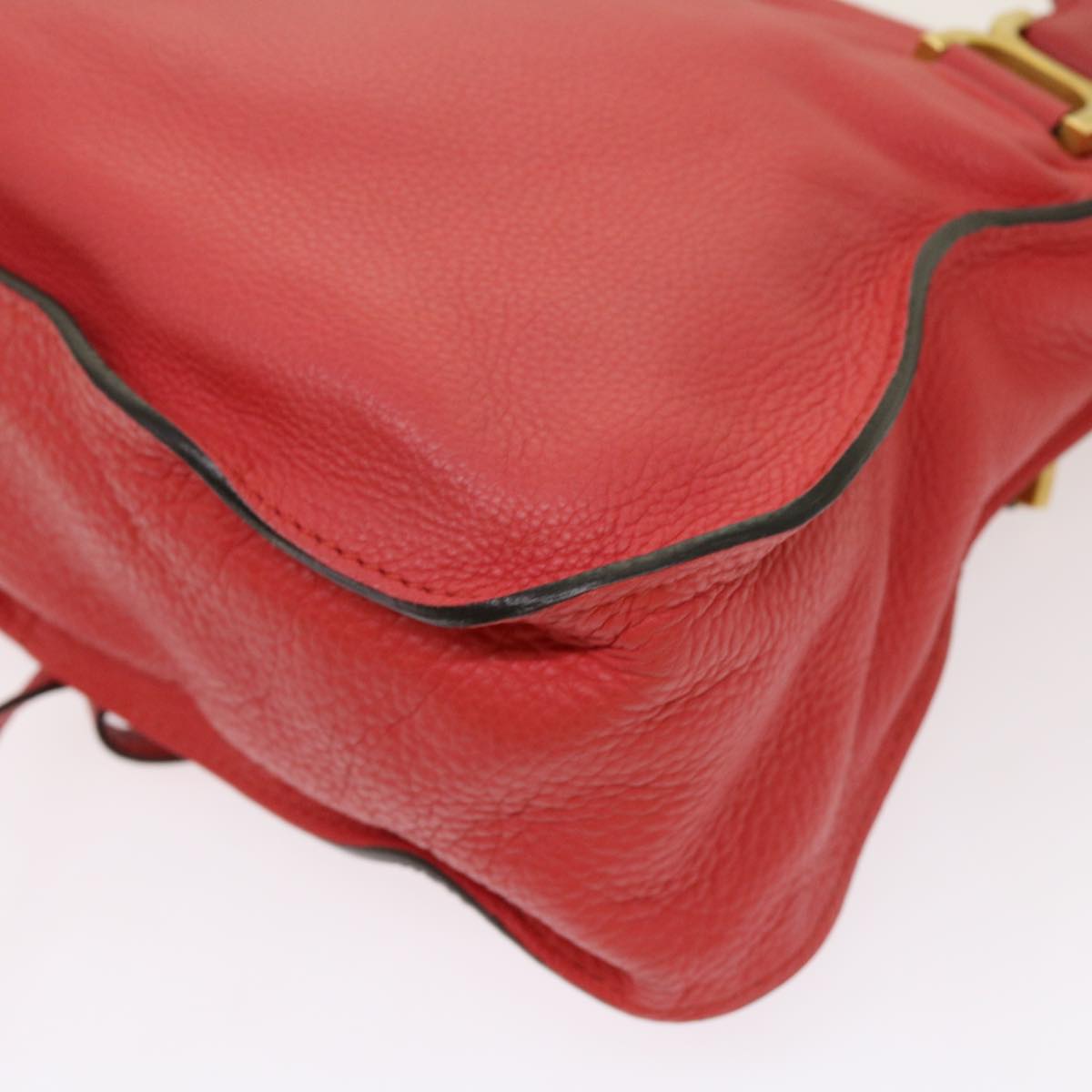 Chloe Mercy Shoulder Bag Leather Red Auth 69677