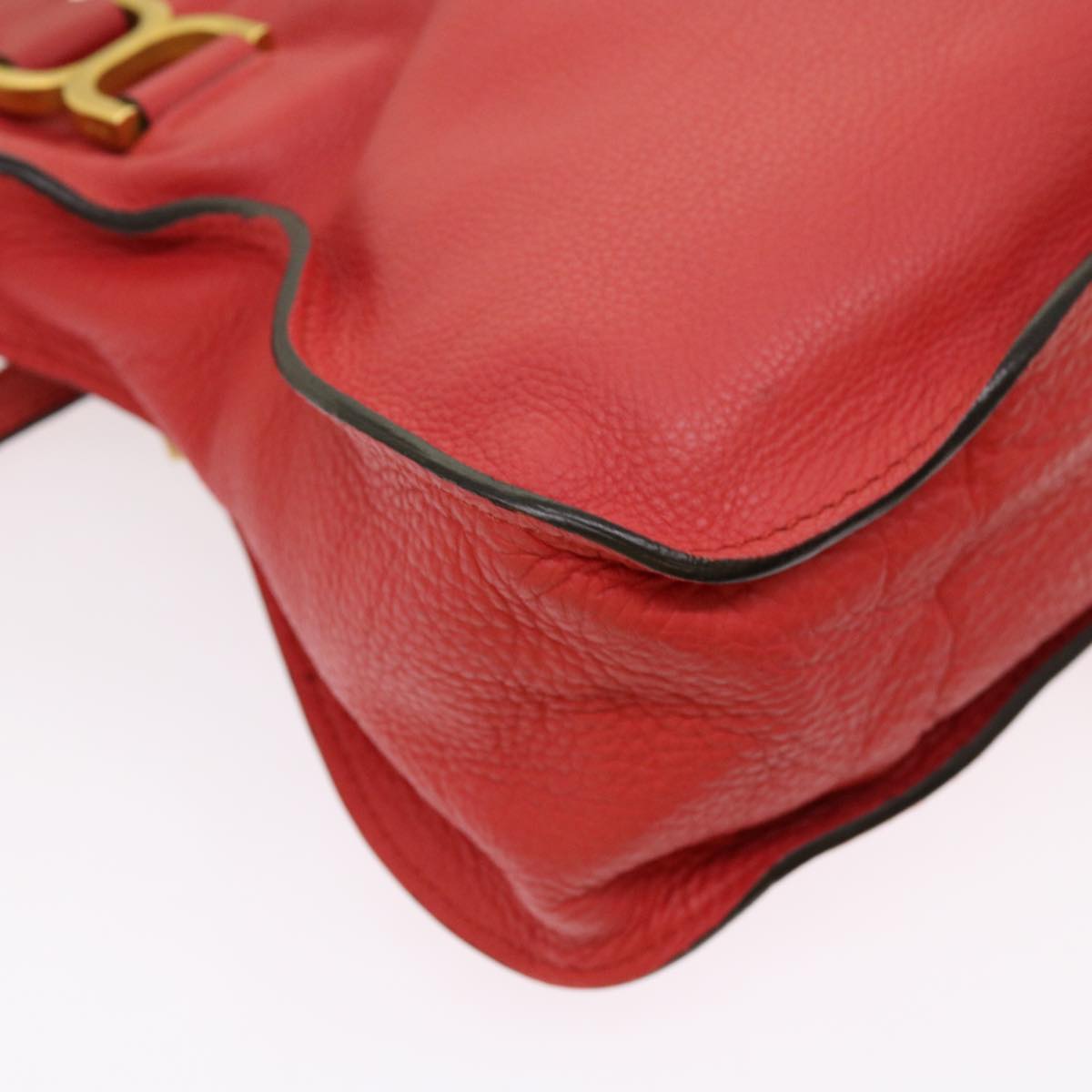 Chloe Mercy Shoulder Bag Leather Red Auth 69677