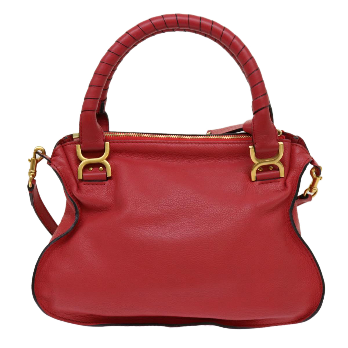 Chloe Mercy Shoulder Bag Leather Red Auth 69677