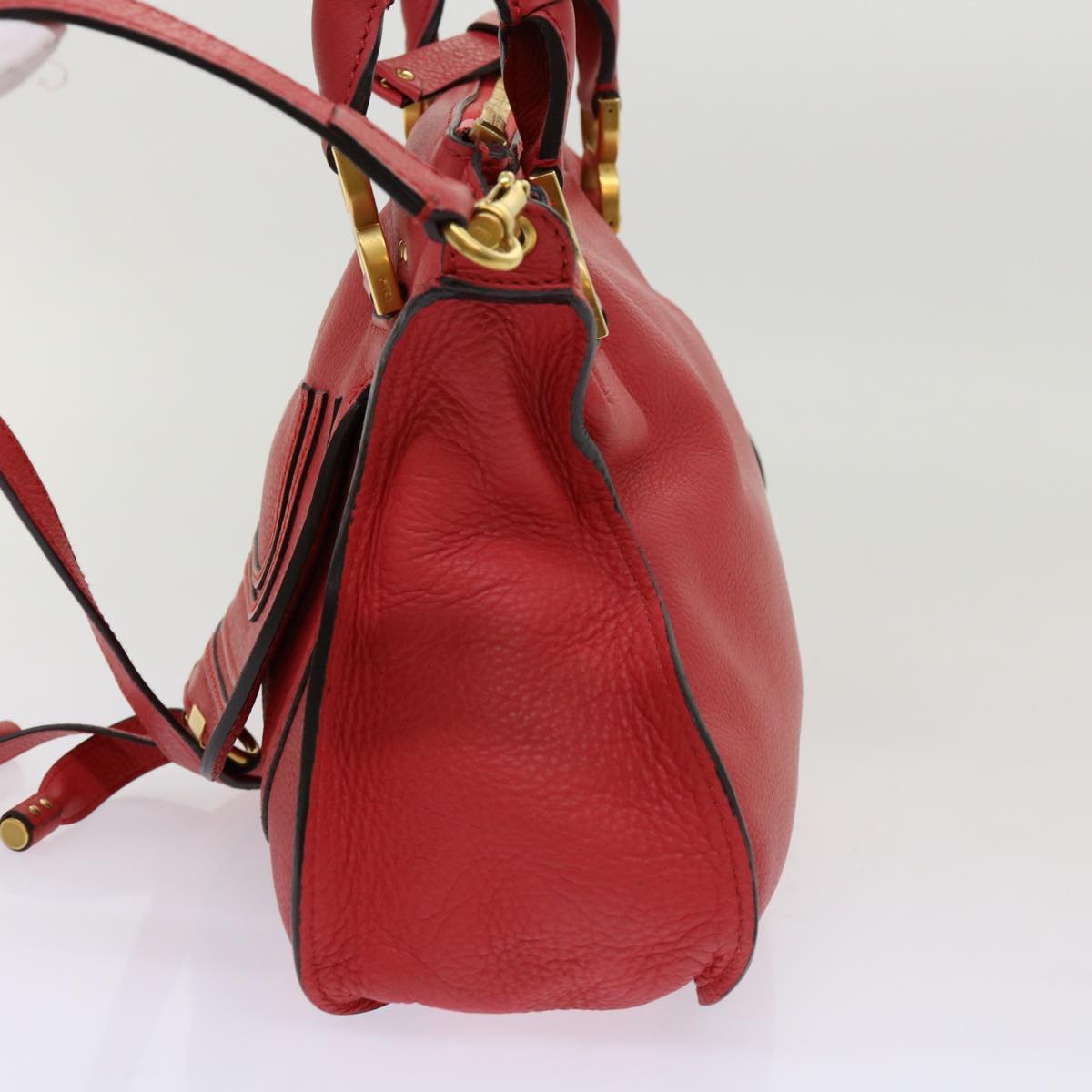 Chloe Mercy Shoulder Bag Leather Red Auth 69677